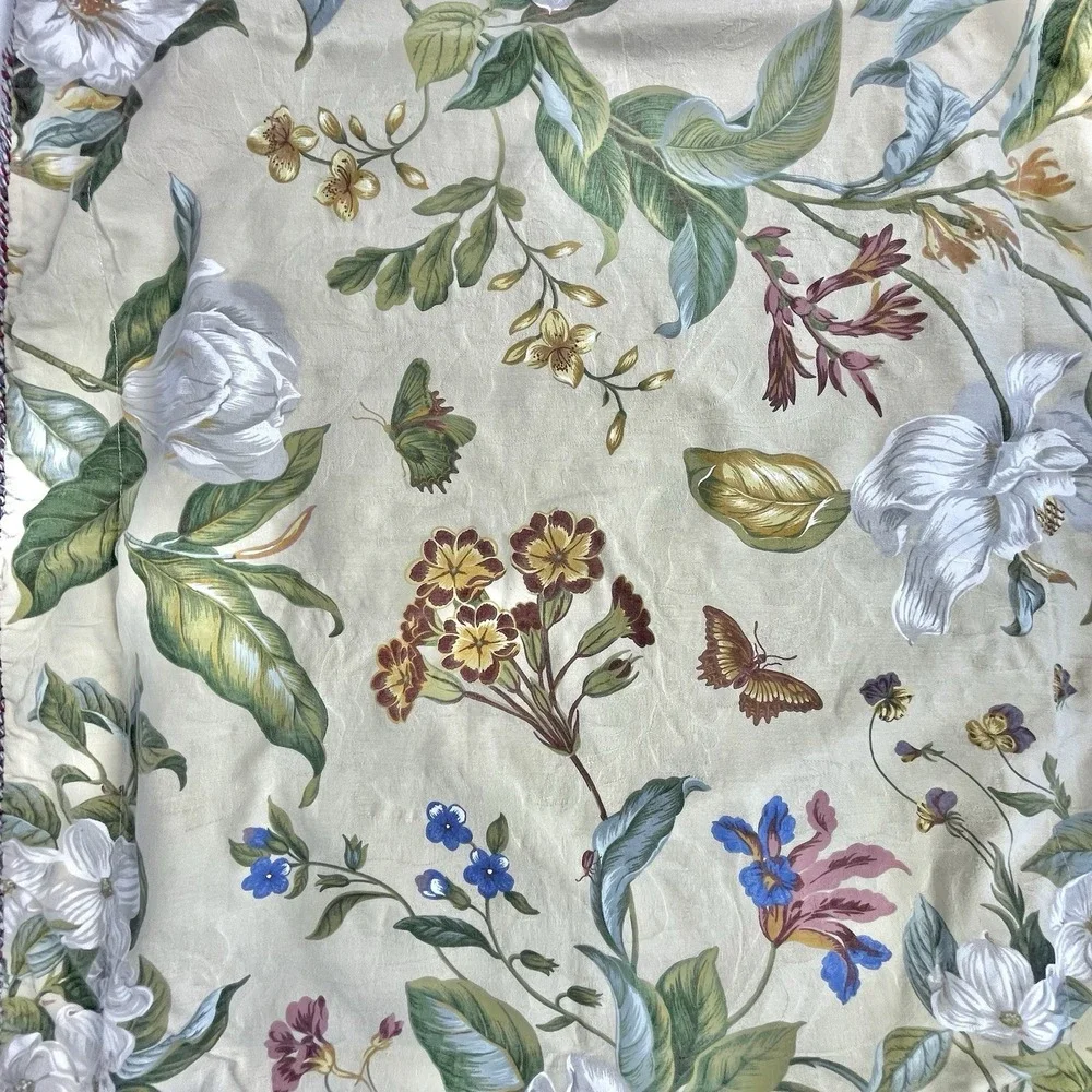 Williamsburg King Pillow Shams Set of 2 Floral Butterfly Magnolia Cotton